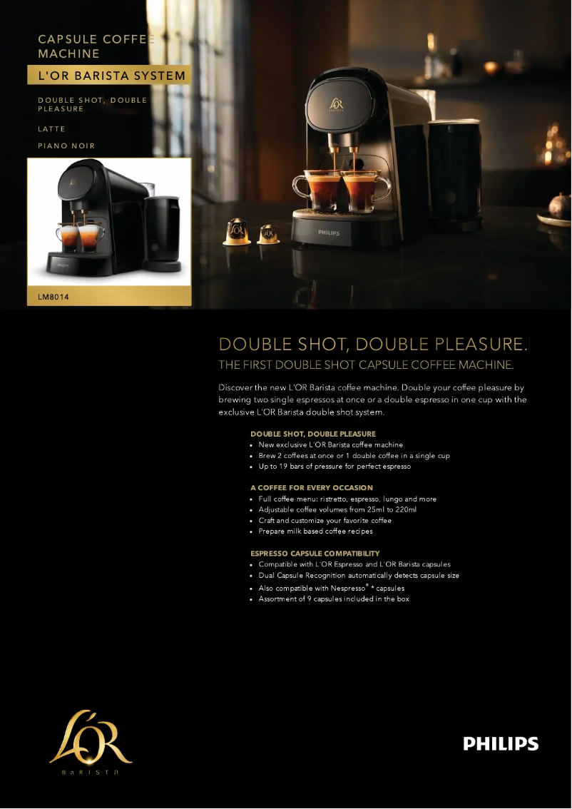Page n°1 - Fiche technique Philips L'Or Barista LM8014