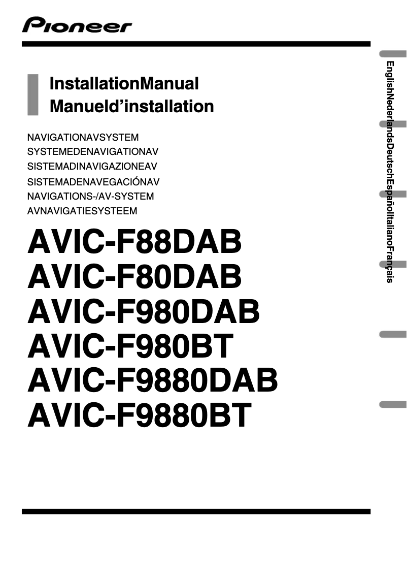 Page 1 de la notice Manuel utilisateur Pioneer AVIC-F980DAB