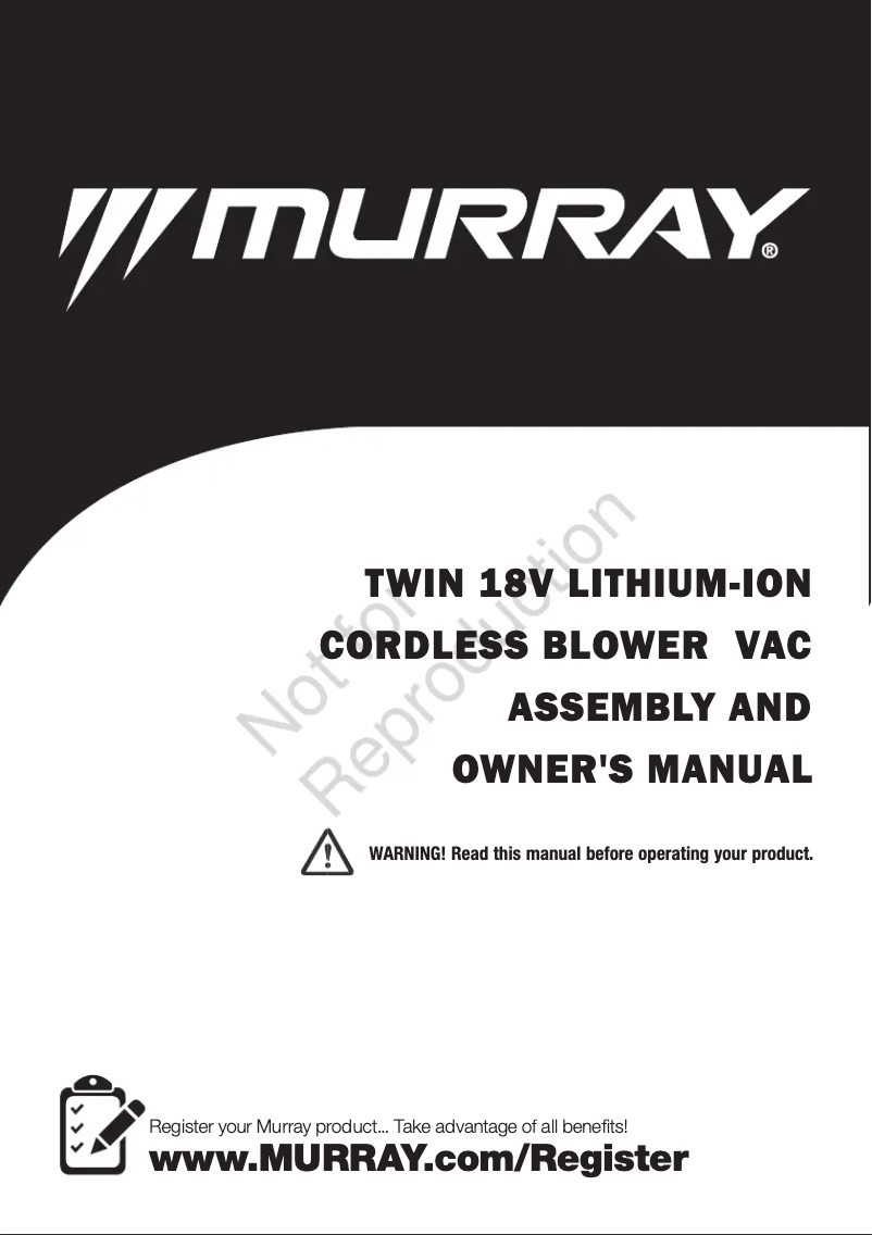 Page 1 de la notice Manuel utilisateur Murray IQ18LBVK