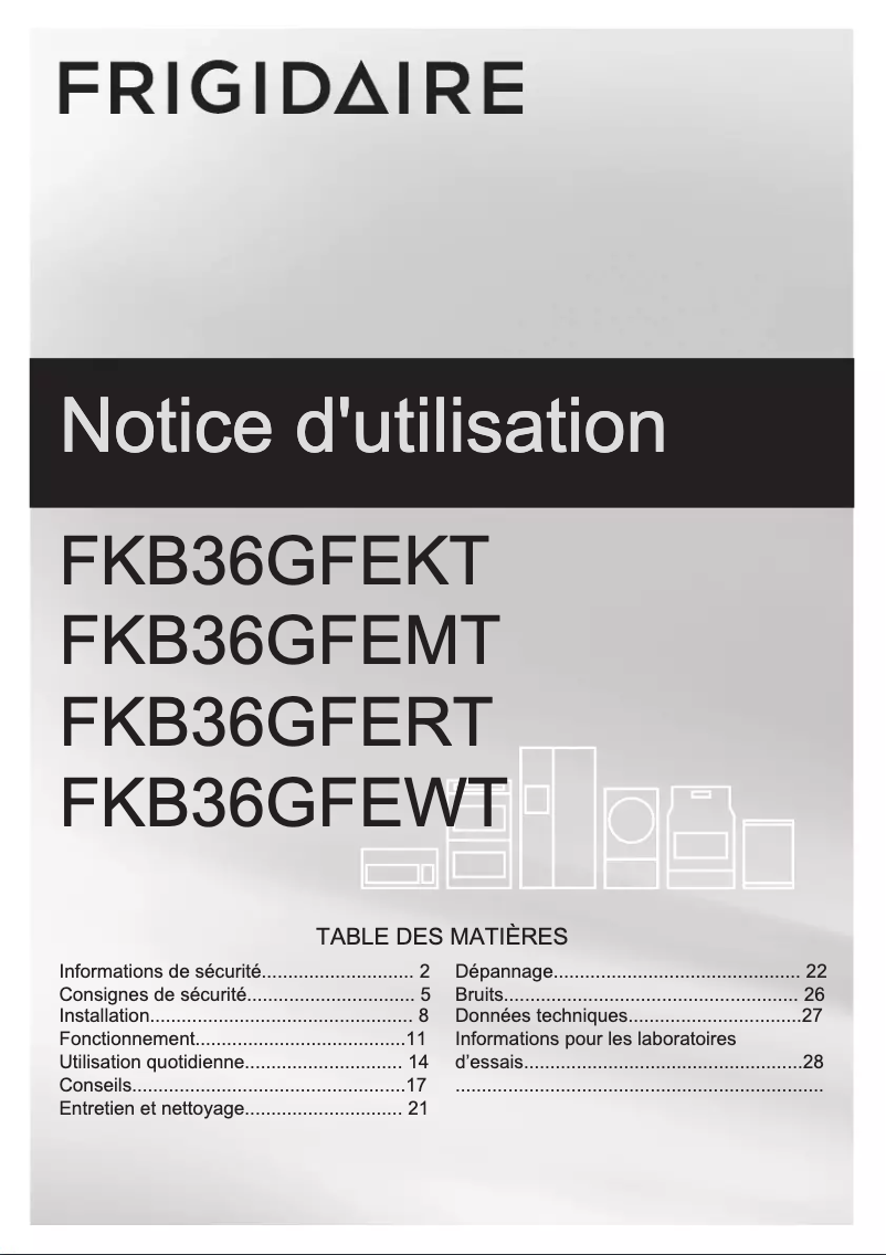 Page 1 de la notice Manuel utilisateur Electrolux FKB36GFEMT