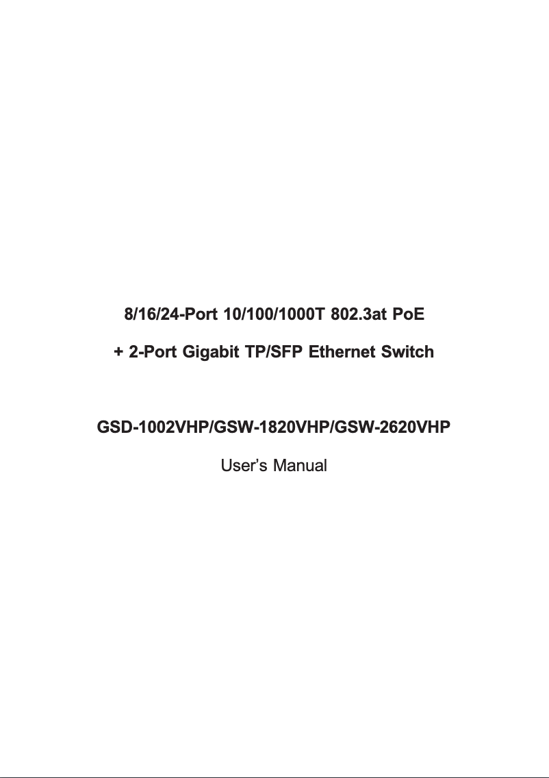 Image de la première page du manuel de l'appareil GSW-2620HP