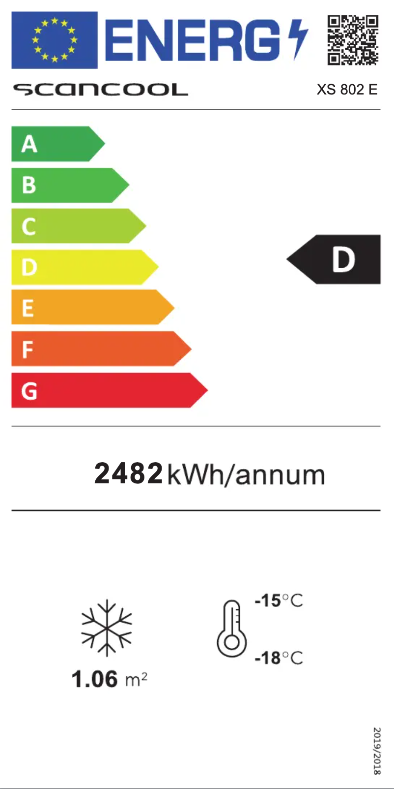 Page 1 de la notice Label énergétique Scancool XS 802 E