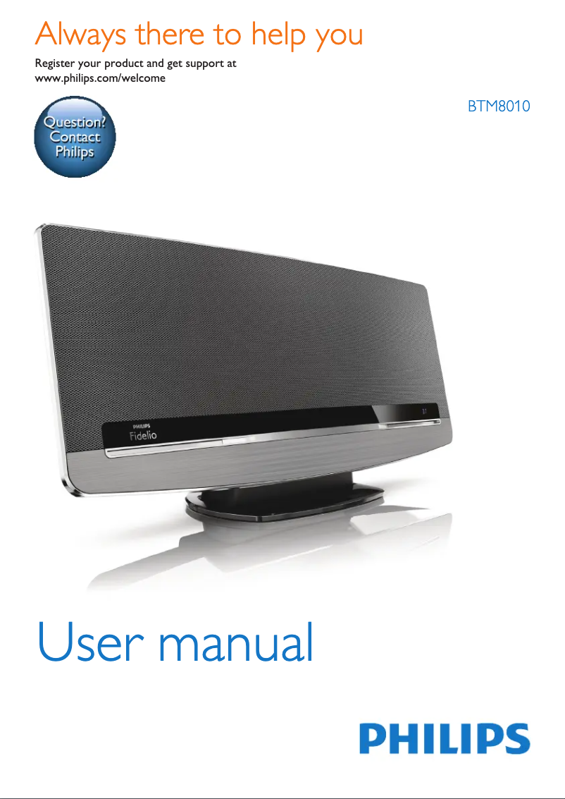 Page 1 de la notice Manuel utilisateur Philips BTM8010