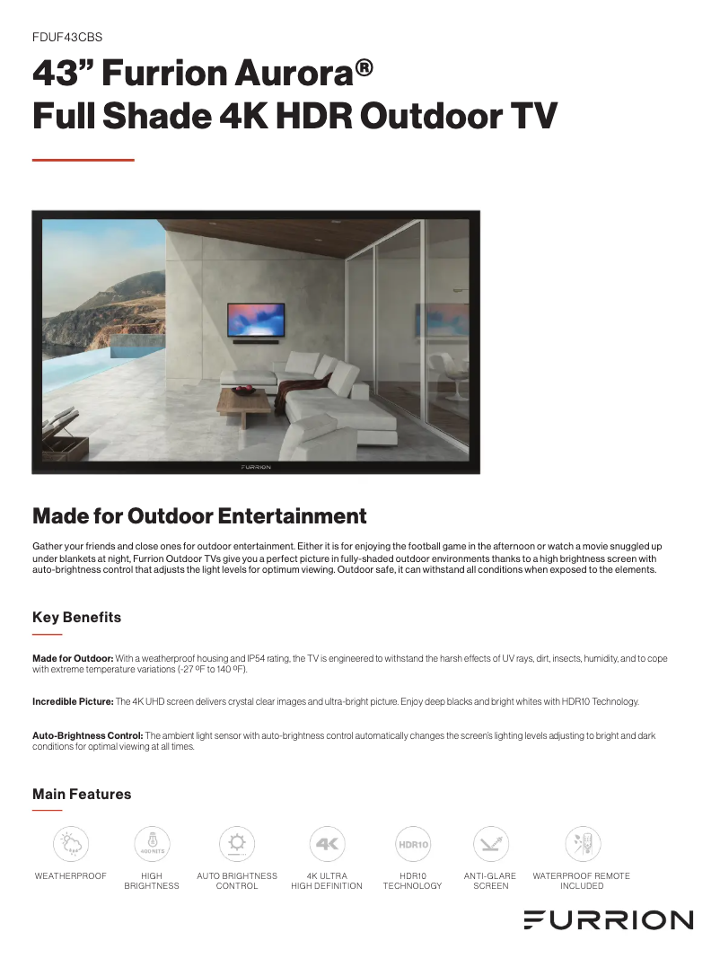 Page 1 de la notice Fiche technique Furrion FDUF65CBS