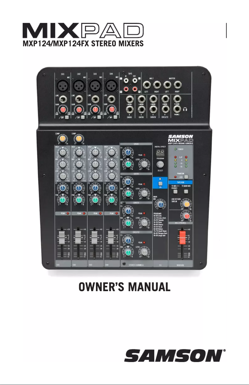 Page 1 de la notice Manuel utilisateur Samson MixPad MXP124FX