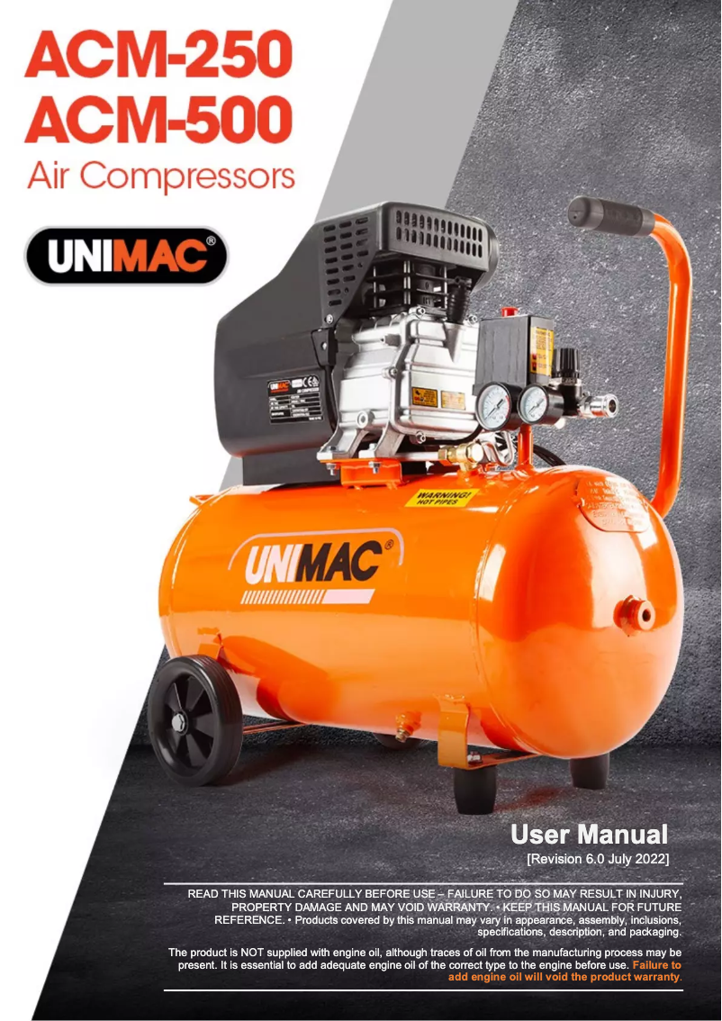 Page 1 de la notice Manuel utilisateur Unimac ACM-500