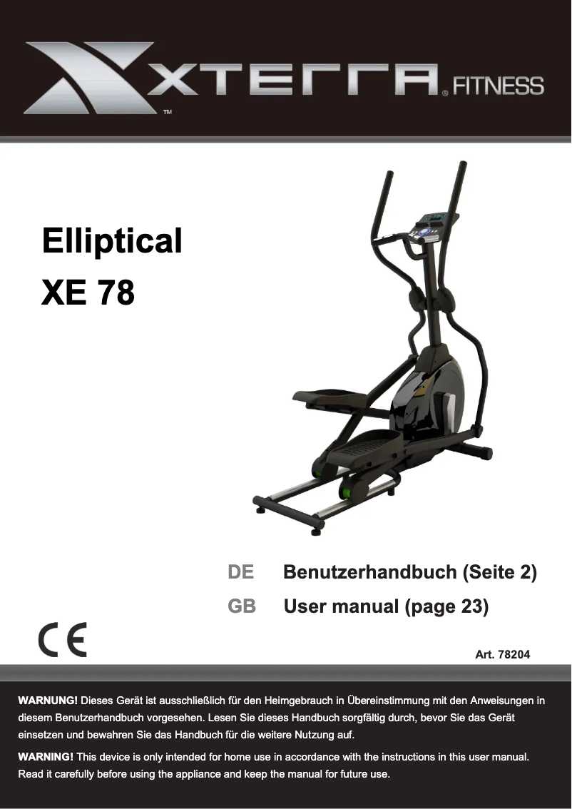 Page n°1 - Manuel utilisateur Xterra XE 78