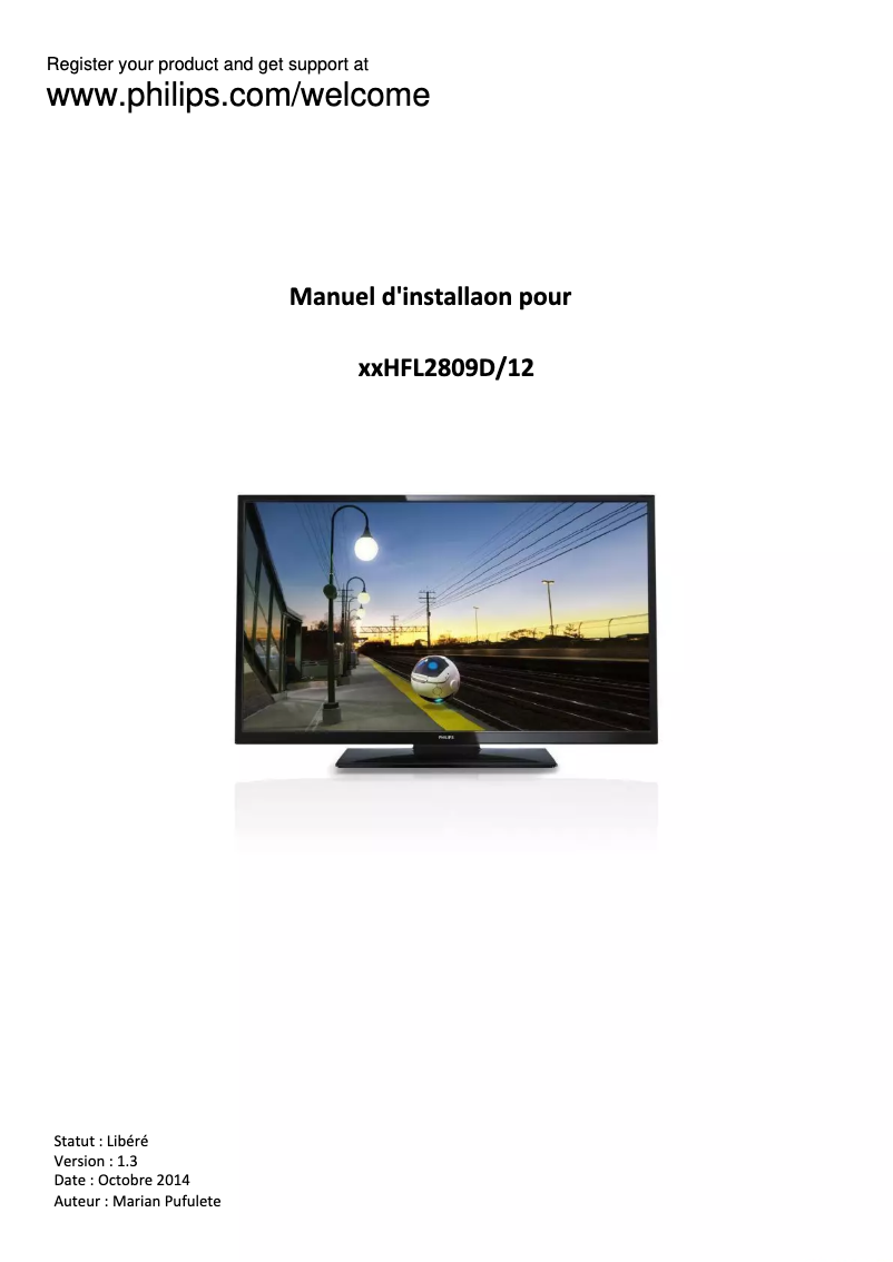 Page 1 of the manual Installation Guide Philips 19HFL2819P