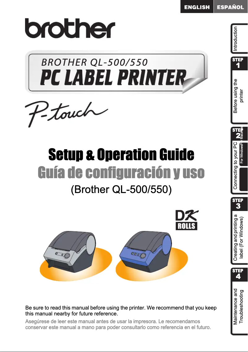 Page n°1 - Guide d'installation Brother QL-550