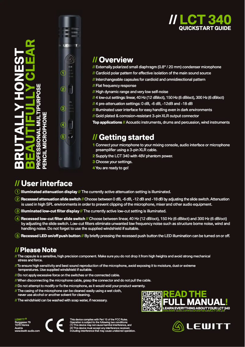 Página 1 del manual Manual de usuario Lewitt LCT 340