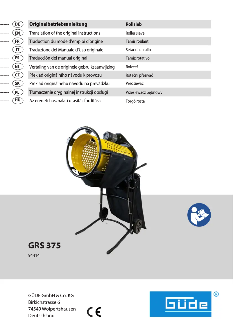 Image de la première page du manuel de l'appareil GRS 375