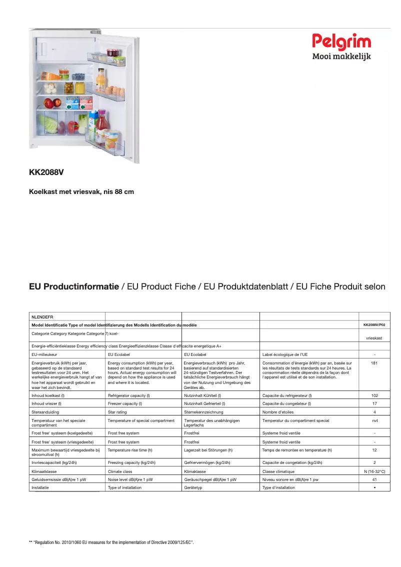 Image de la première page du manuel de l'appareil KK2088V