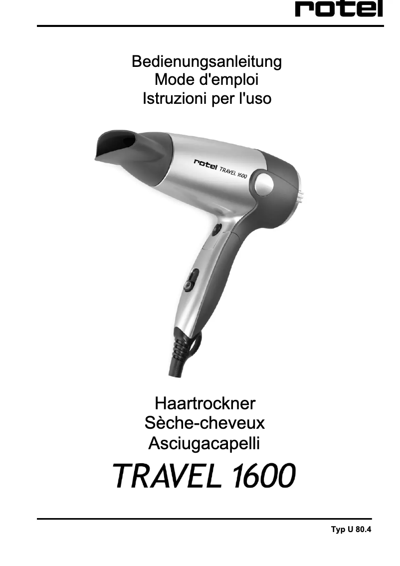 Page 1 de la notice Manuel utilisateur Rotel Travel 1600