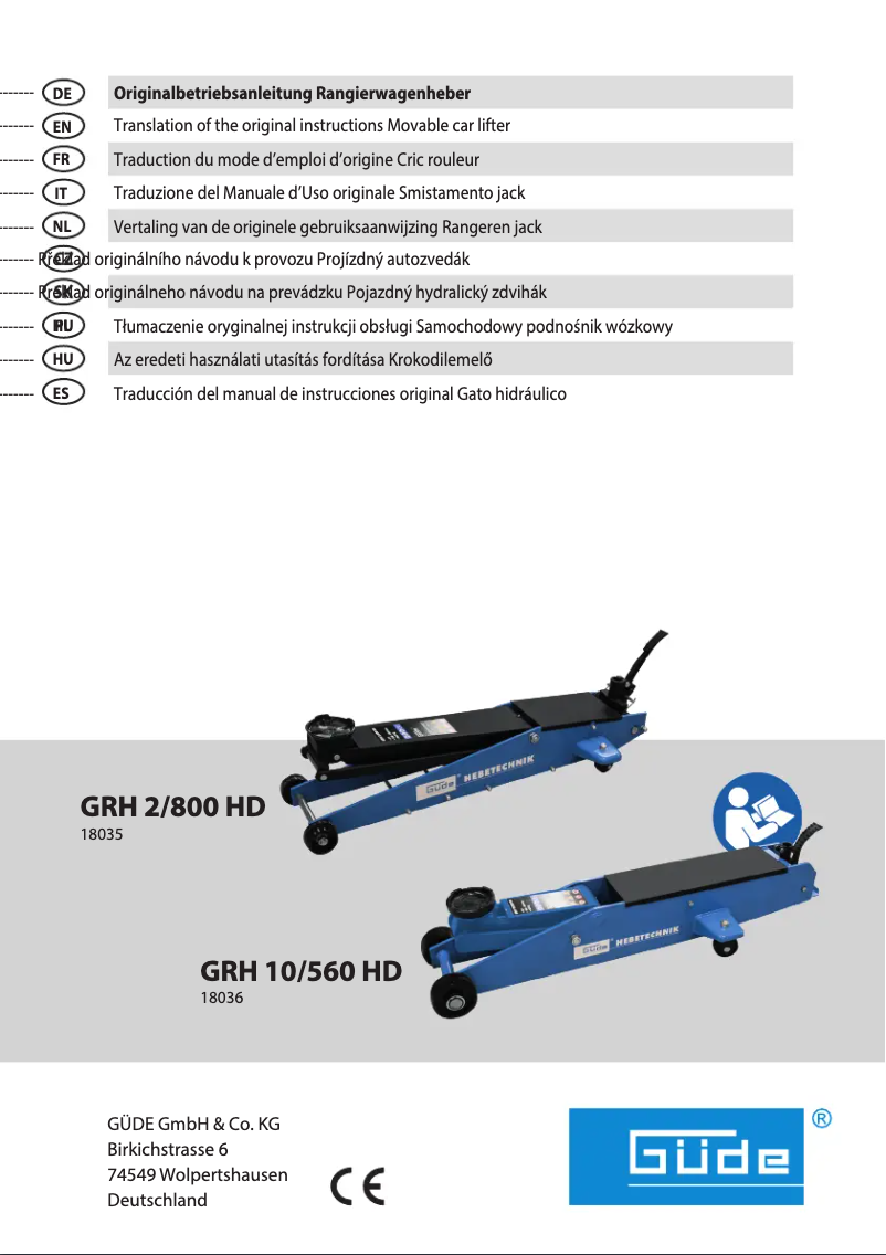 Page 1 de la notice Manuel utilisateur Güde GRH 2/800HD