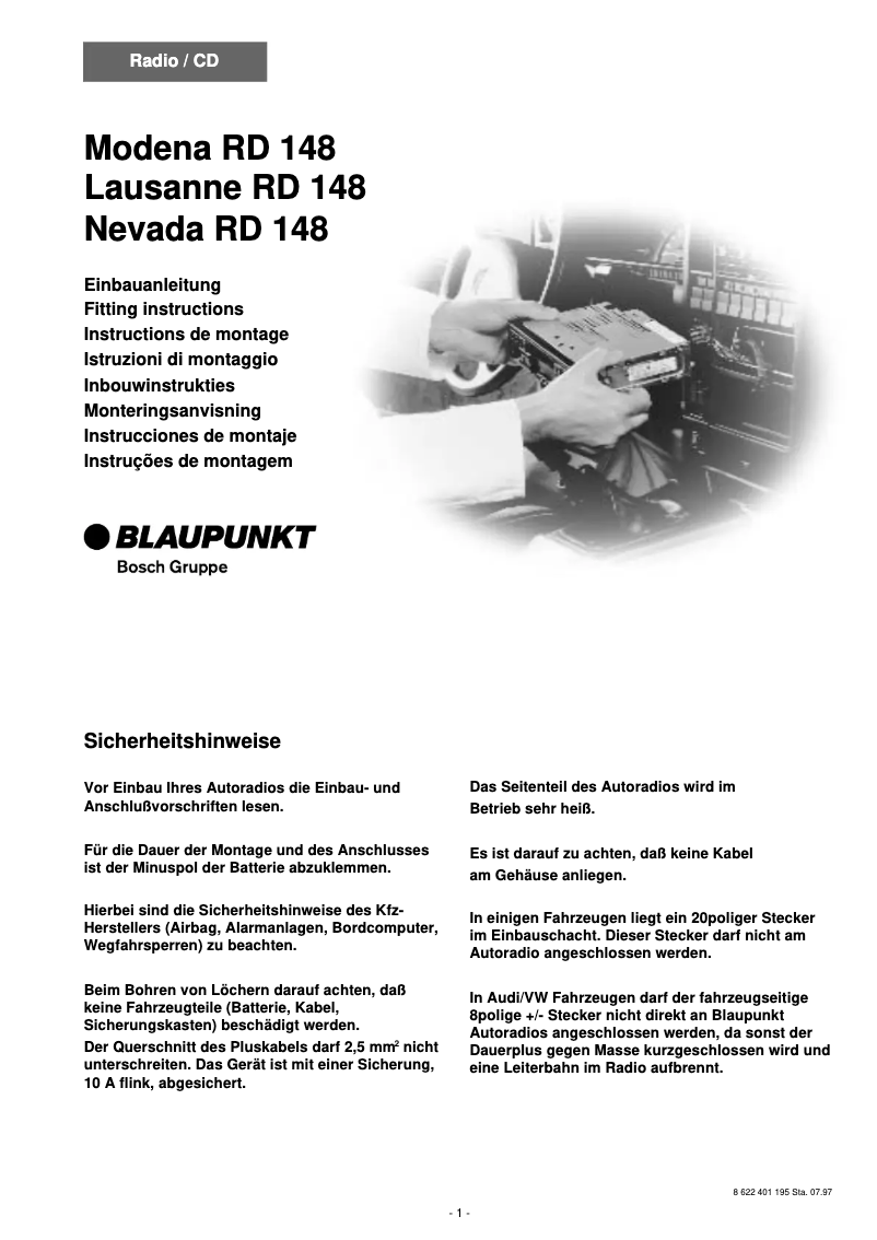 Page 1 de la notice Manuel utilisateur Blaupunkt Modena RD 148