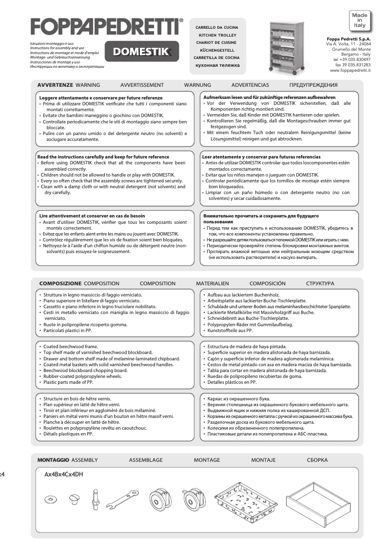 Page n°1 - Manuel utilisateur Foppapedretti Domestik