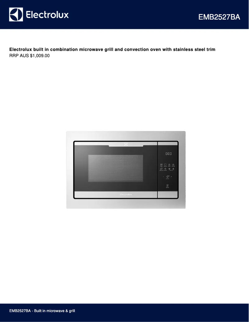 Page 1 de la notice Fiche technique Electrolux EMB2527BA