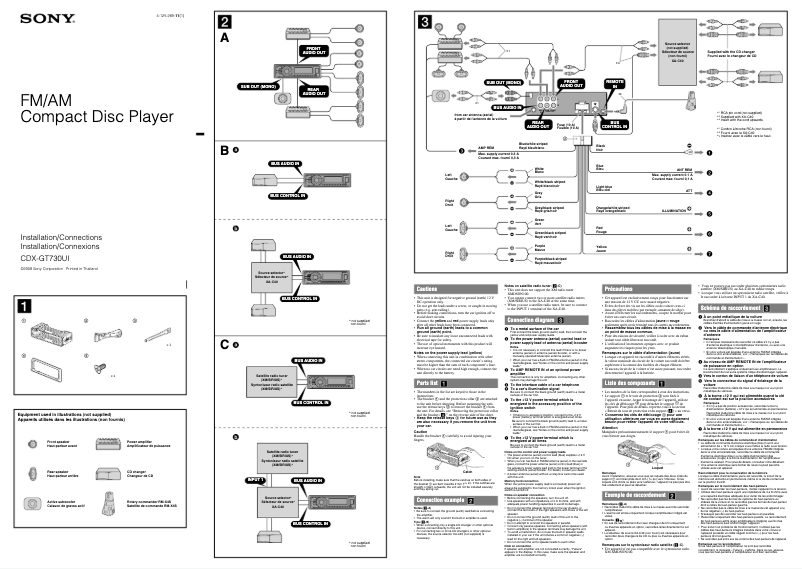 Page 1 de la notice Guide d'installation Sony CDX-GT730UI