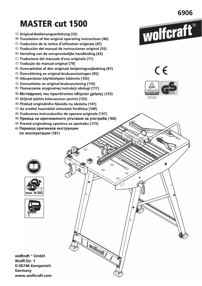 Page 1 de la notice Manuel utilisateur Wolfcraft 6906000