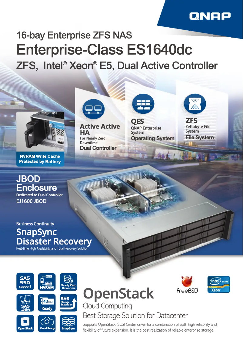 Page n°1 - Fiche technique QNAP ES1640DC