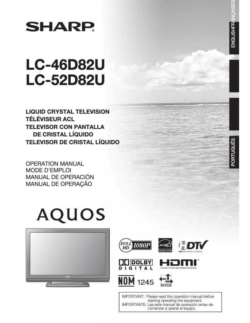 Page n°1 - Manuel utilisateur Sharp AQUOS LC-46D82U