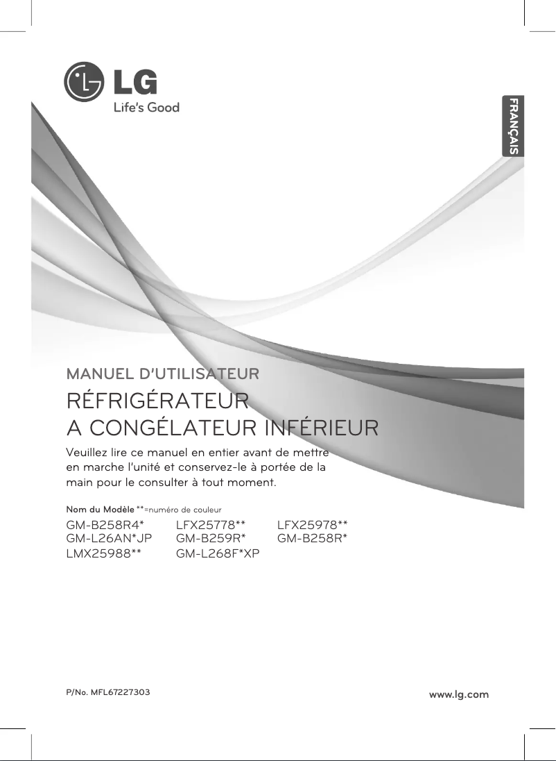 Page 1 de la notice Manuel utilisateur LG LMX25988ST