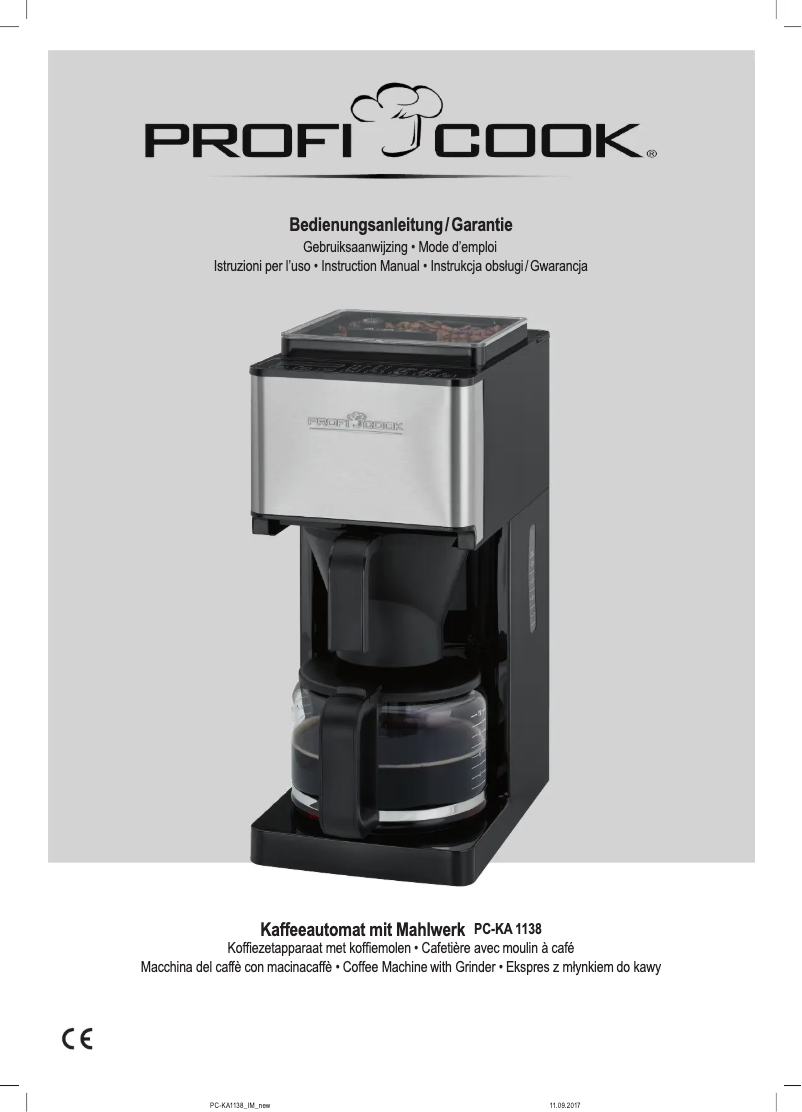 Page 1 de la notice Manuel utilisateur ProfiCook PC-KA 1138
