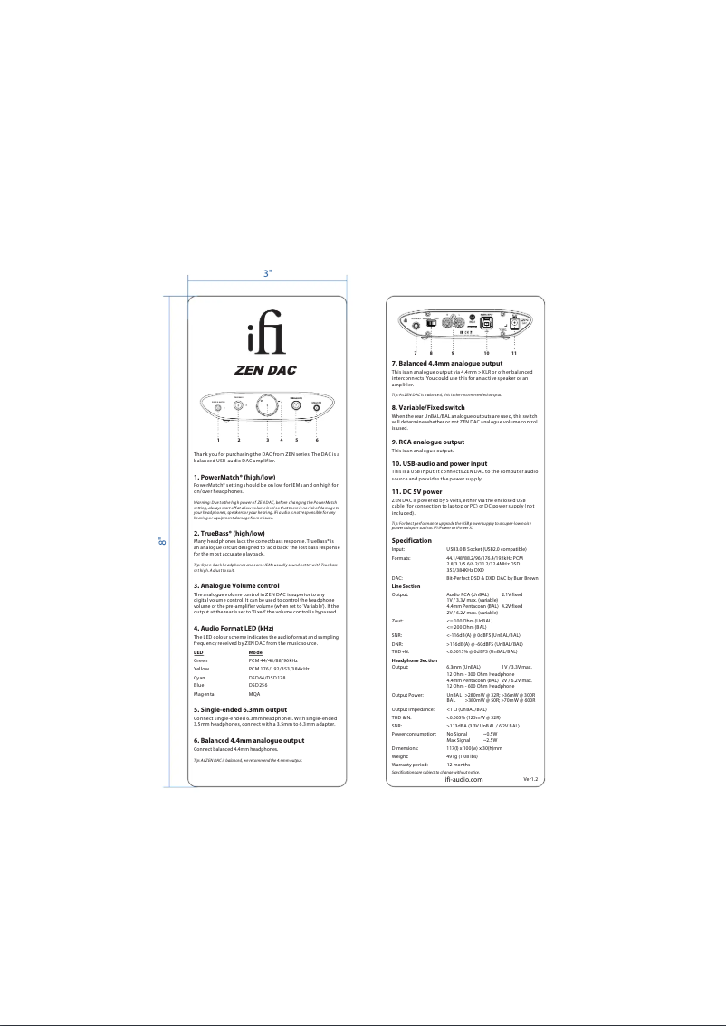 Page 1 de la notice Manuel utilisateur iFi Audio ZEN DAC