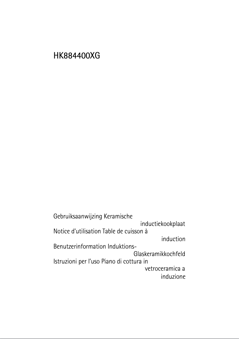 Page 1 de la notice Manuel utilisateur AEG HK884400XG