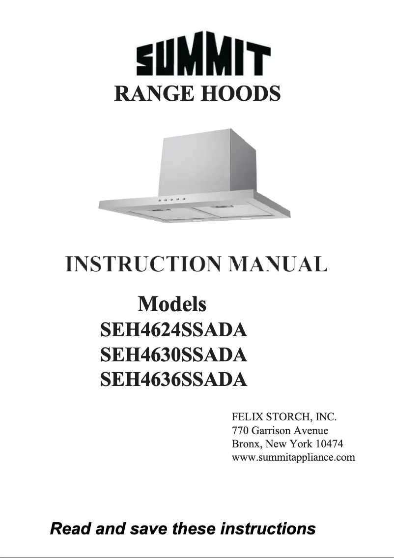 Page 1 de la notice Manuel utilisateur Summit SEH4630SSADA
