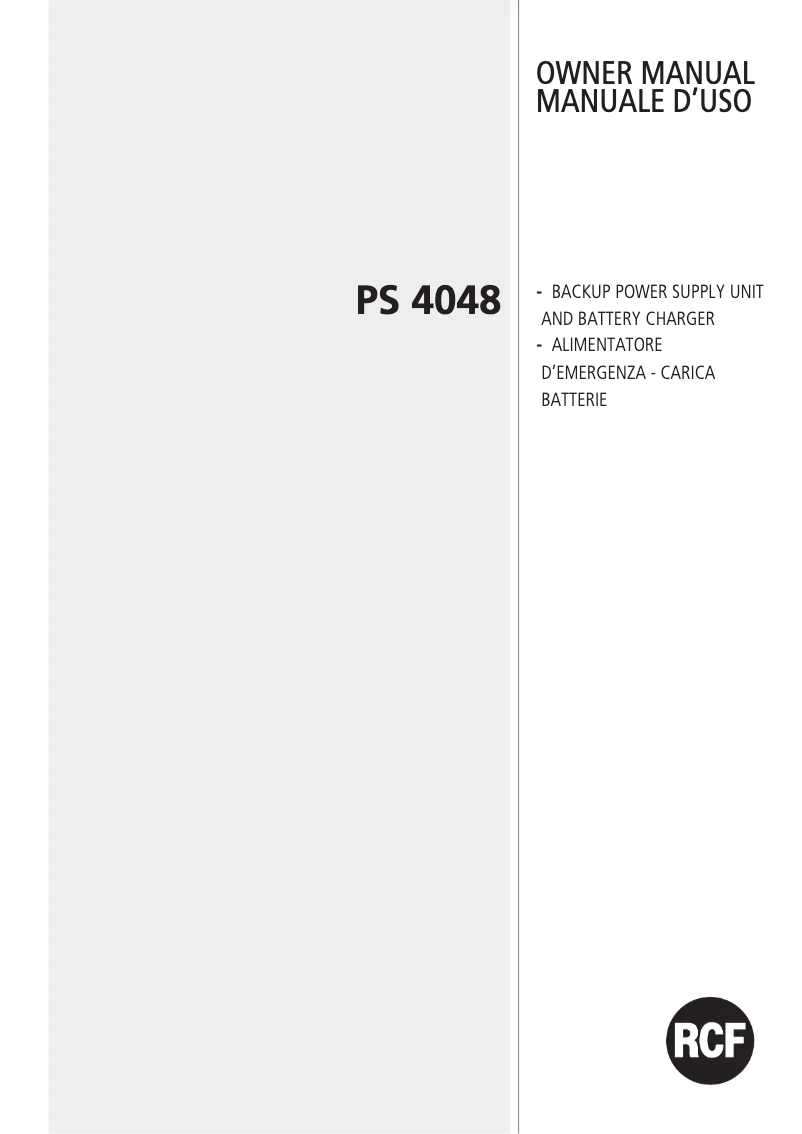 Page 1 de la notice Manuel utilisateur RCF PS 4048