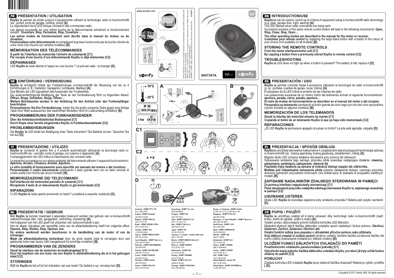Page n°1 - Manuel utilisateur Somfy Keygo io