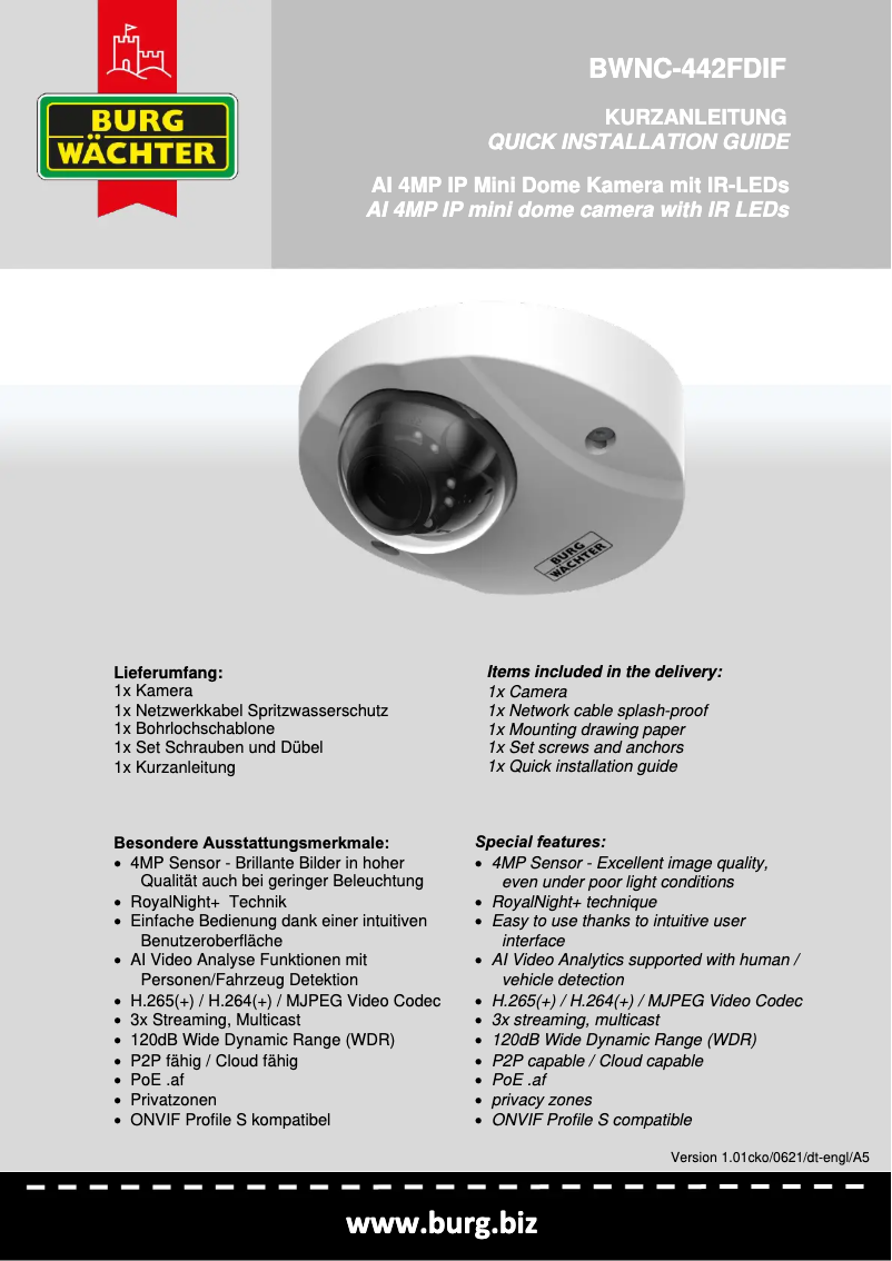 Image de la première page du manuel de l'appareil BWNC-442FDIF