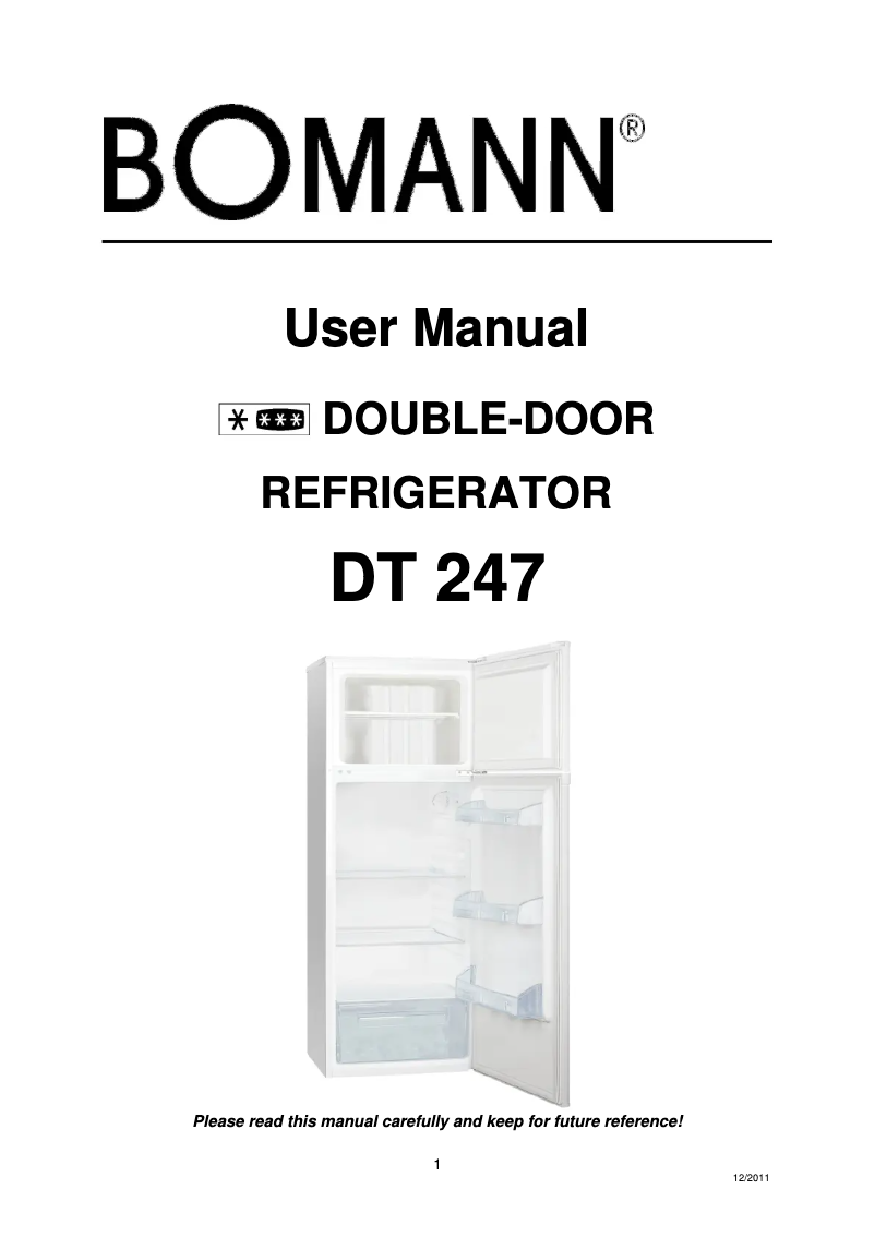 Page 1 de la notice Manuel utilisateur Bomann DT 247