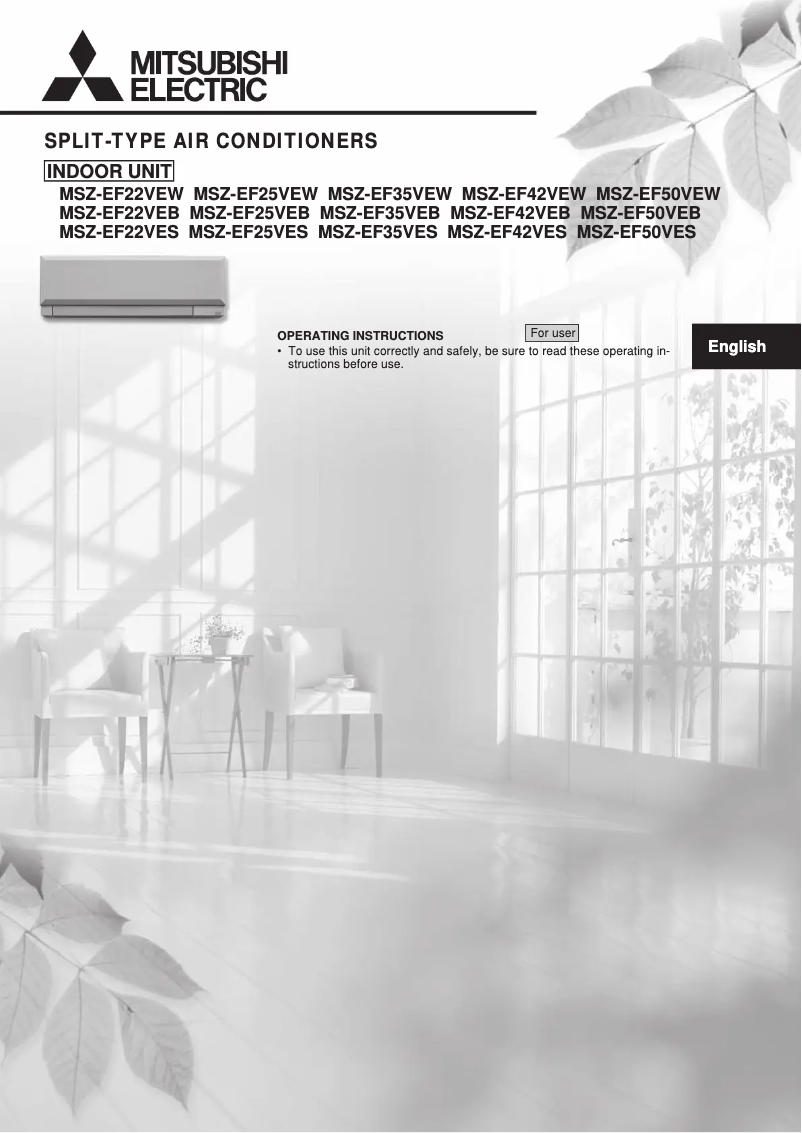 Page 1 de la notice Manuel utilisateur Mitsubishi SET-MSZ-EF25VEW