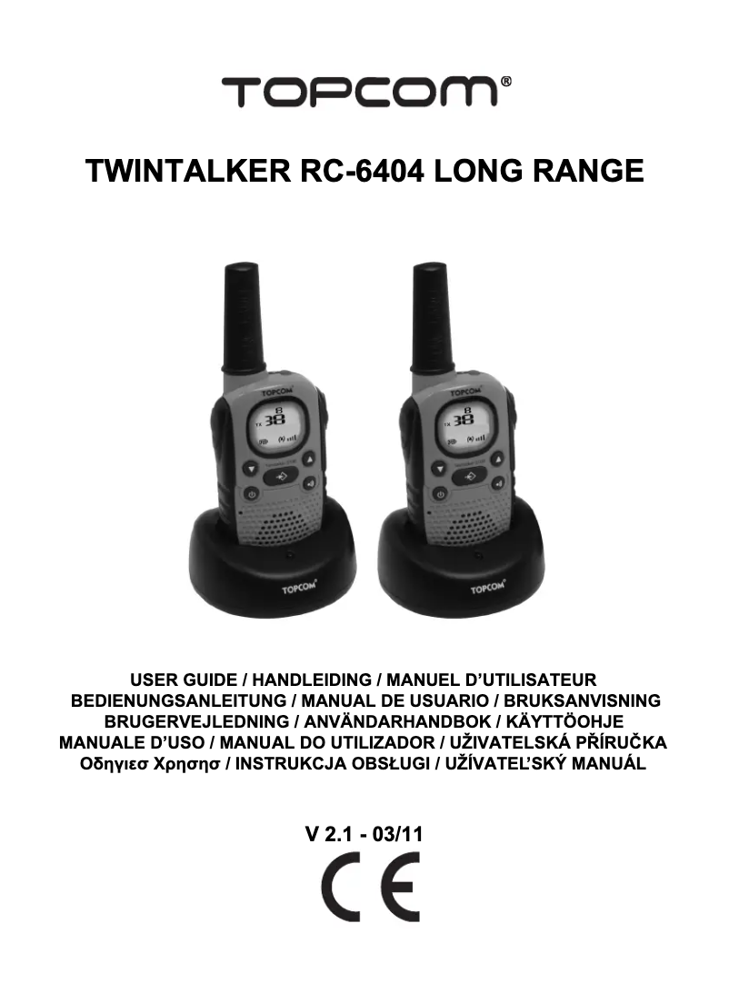 Page 1 of the manual User Manual Topcom Twintalker 9100