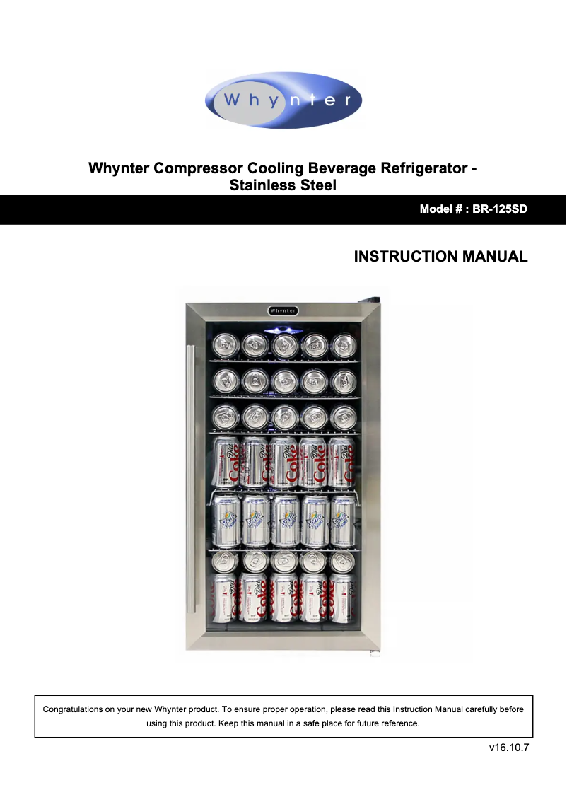 Página 1 del manual Manual de usuario Whynter BR-125SD