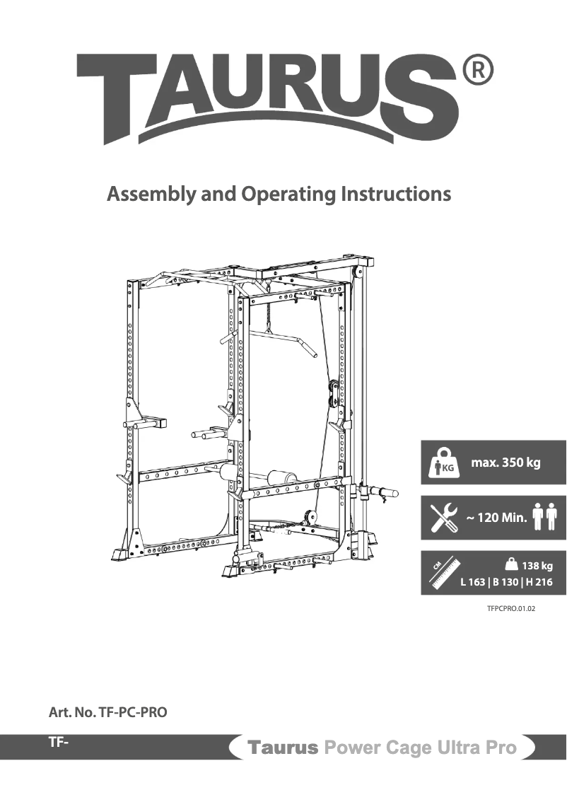 Page n°1 - Manuel utilisateur Taurus Power Cage Ultra Pro
