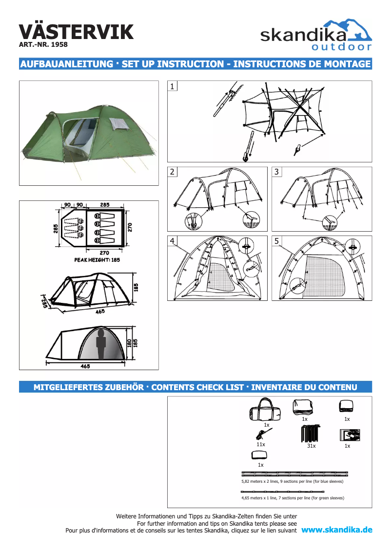 Page 1 de la notice Manuel utilisateur Skandika Vastervik