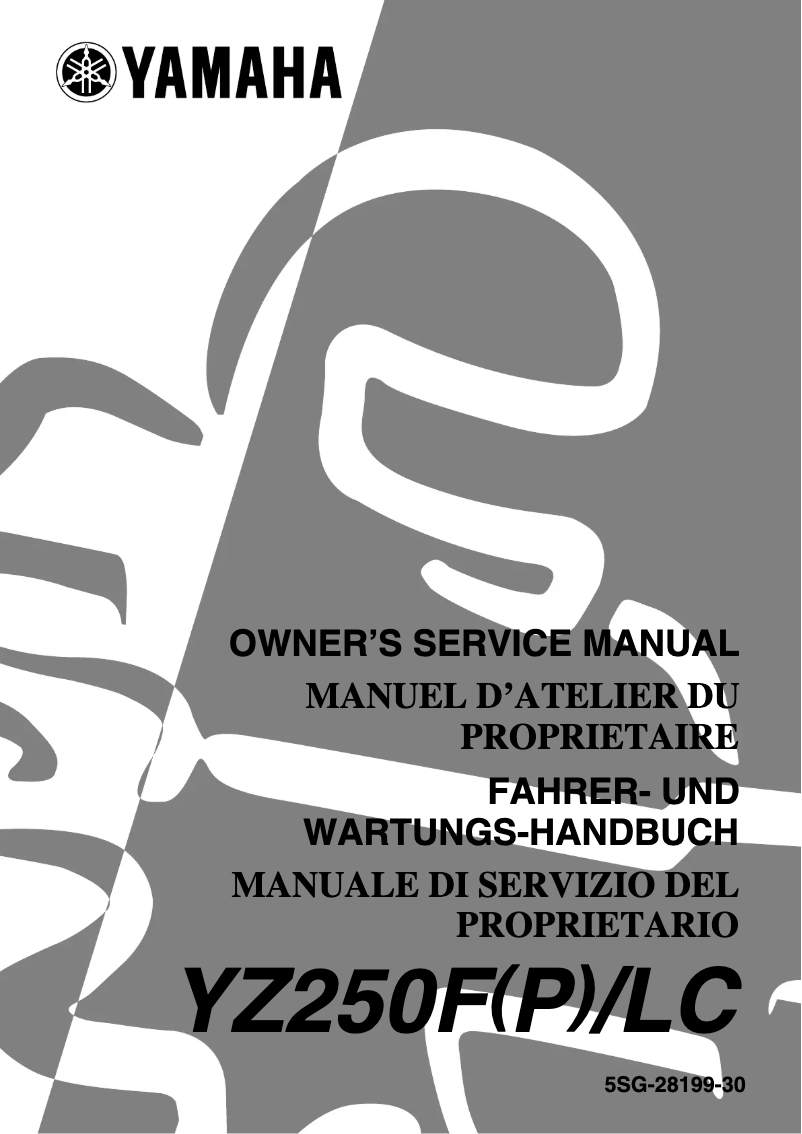 Page n°1 - Manuel utilisateur Yamaha YZ250F