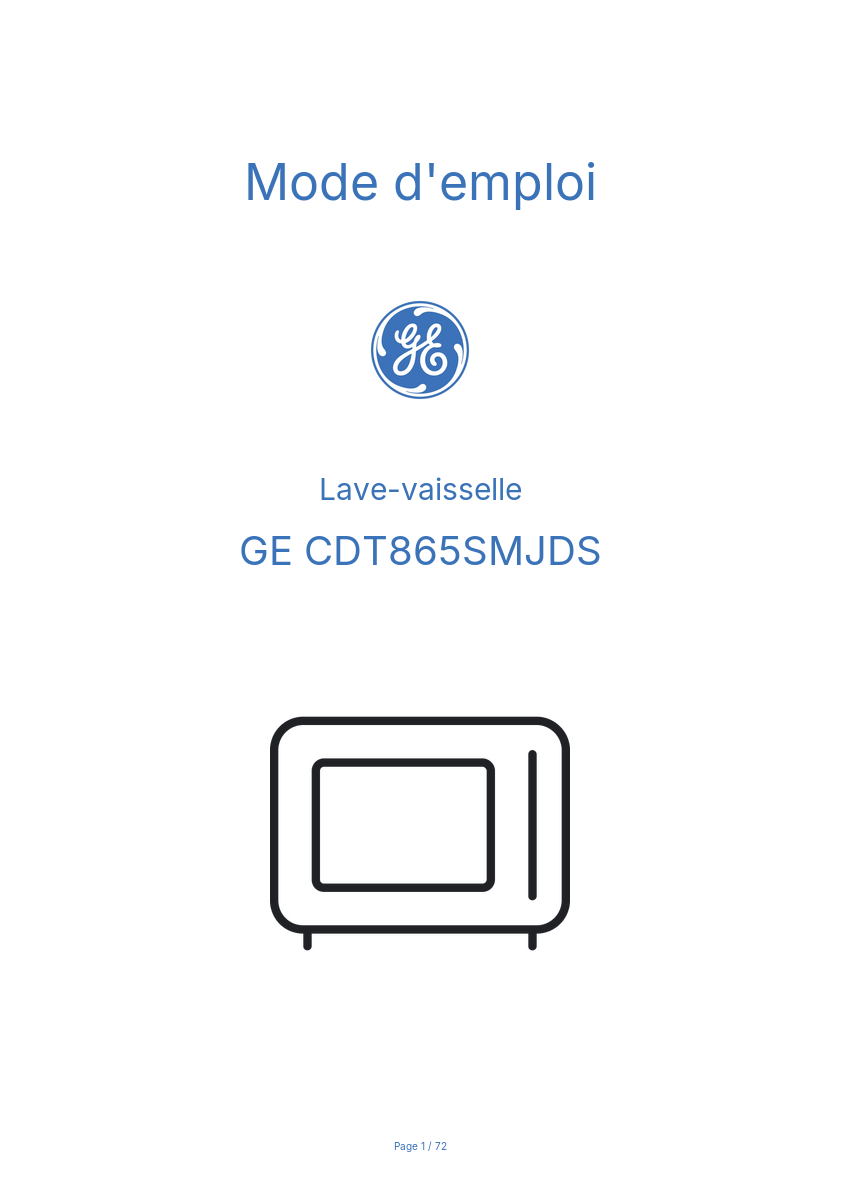 Page n°1 - Mode d'emploi GE CDT865SMJDS