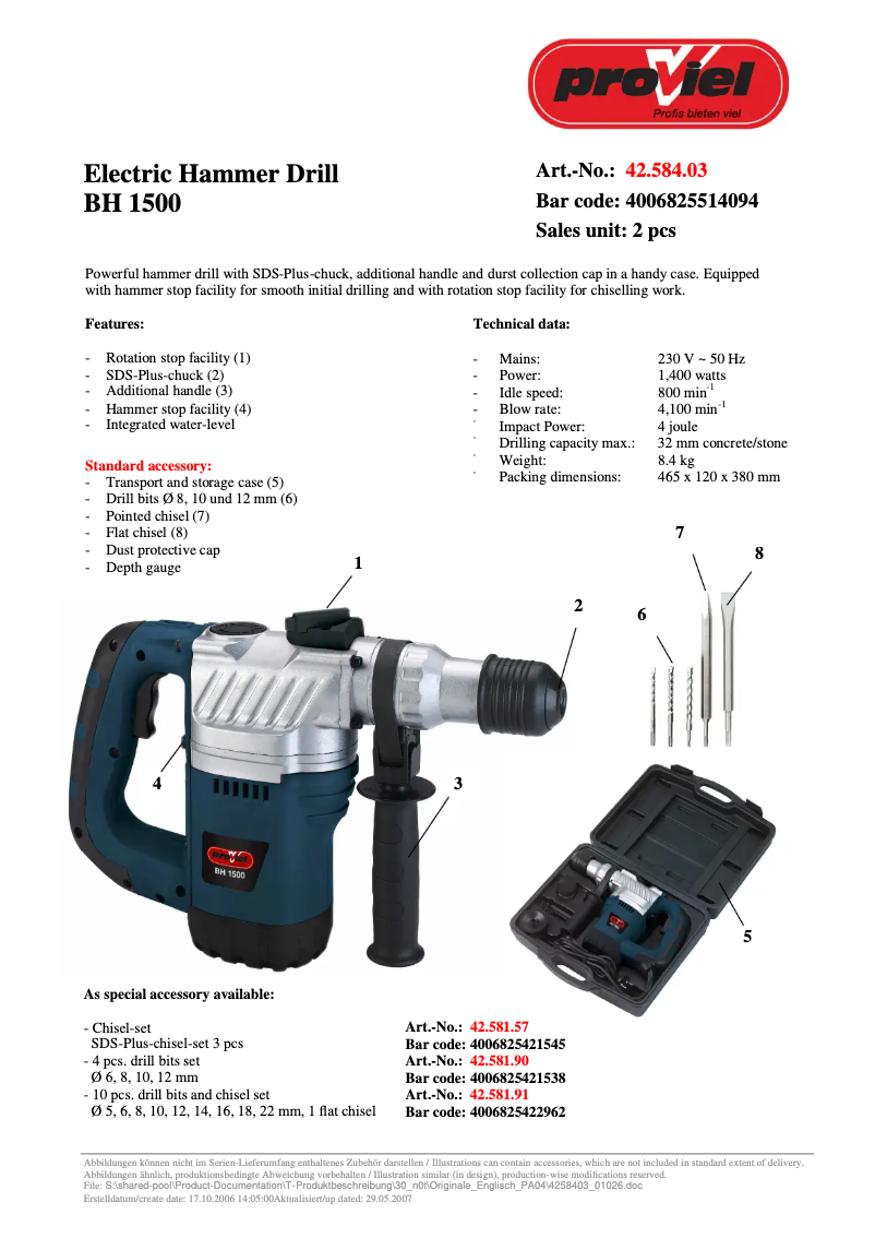 Página 1 del manual Manual de usuario Proviel BH 1500