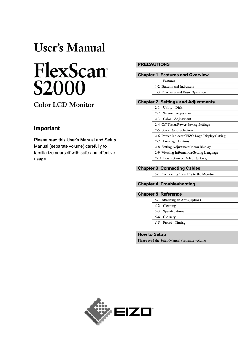 Image de la première page du manuel de l'appareil FlexScan S2000