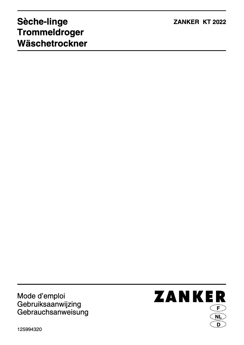 Page 1 de la notice Manuel utilisateur Zanker KT 2022