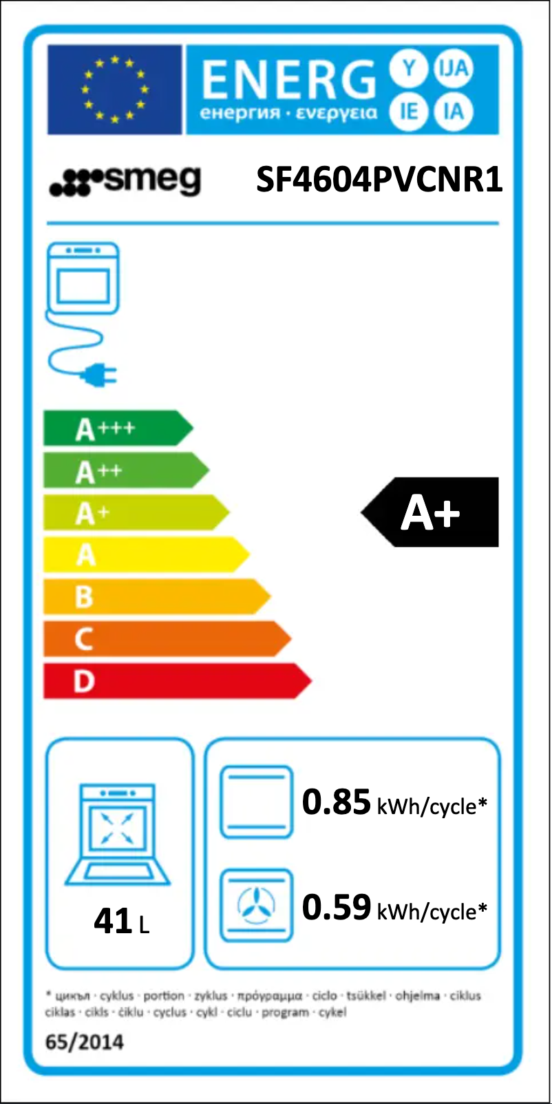 Page n°1 - Label énergétique Smeg SF4604PVCNR1