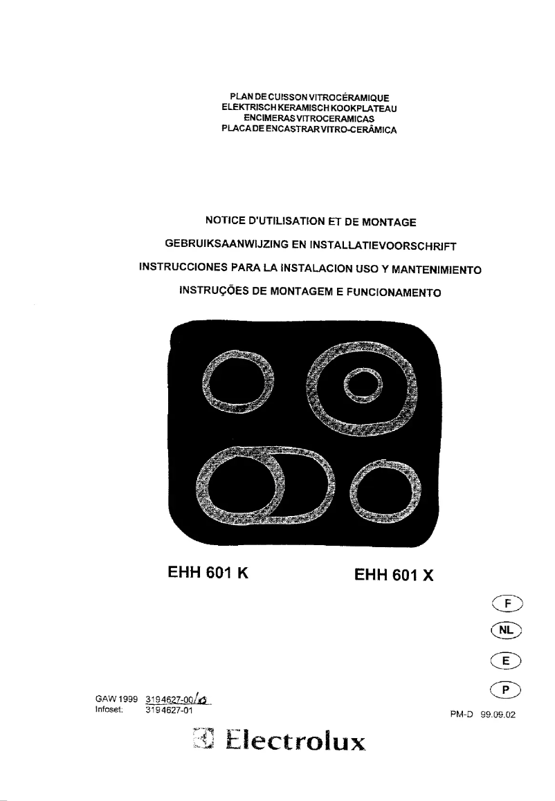 Page n°1 - Manuel utilisateur Electrolux EHH601