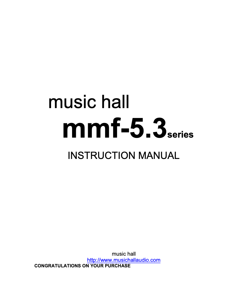 Página 1 del manual Manual de usuario Music Hall MMF-5.3SC