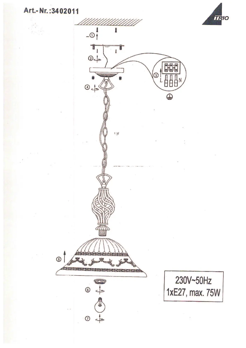 Página 1 del manual Manual de usuario Trio Lighting Elegant 1