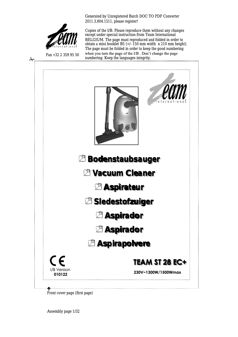 Imagen de la primera página del manual del dispositivo ST 28 EC
