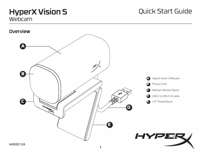 Page 1 de la notice Manuel utilisateur HyperX Vision S
